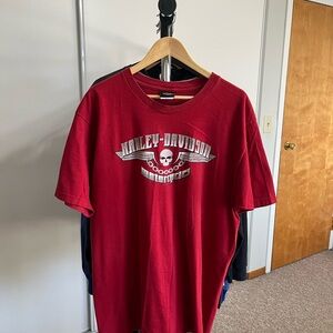 Harley-Davidson Skull logo Red Short Sleeve Tee